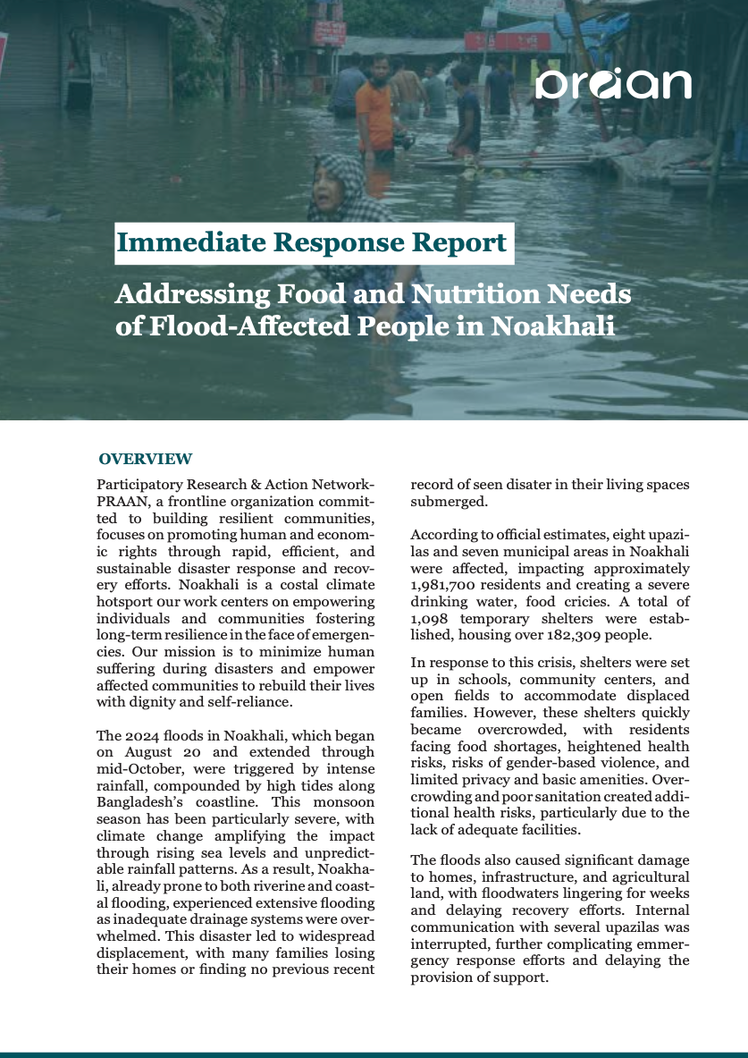 Cover_Immediate Response Report_Addressing Food and Nutrition Needs of Flood-Aﬀected People in Noakhali